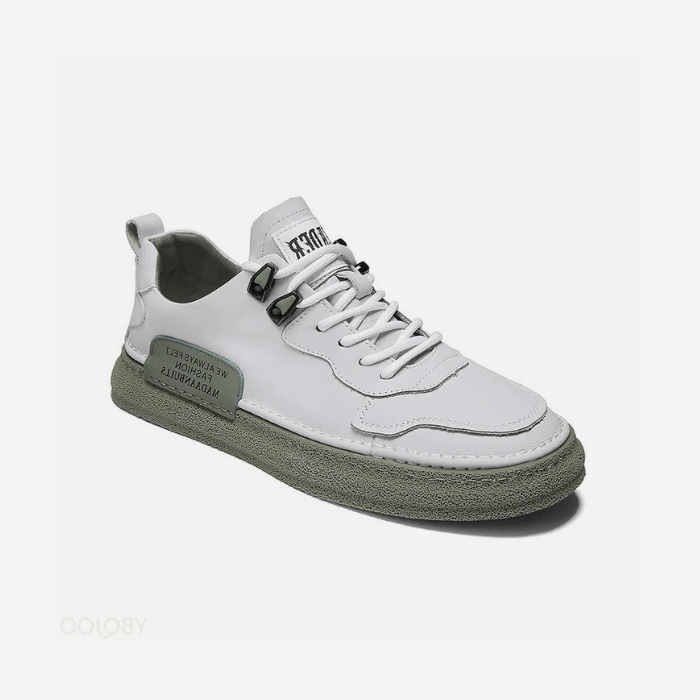 BASKETS DE VILLE CONFORTABLES HOMME BLANC-VERT / 39