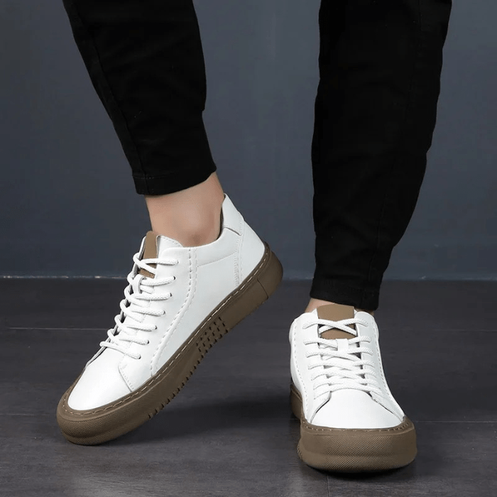 BASKETS HOMME CUIR BLANC