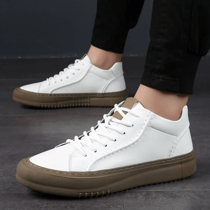 BASKETS HOMME CUIR BLANC