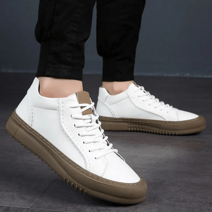 BASKETS HOMME CUIR BLANC