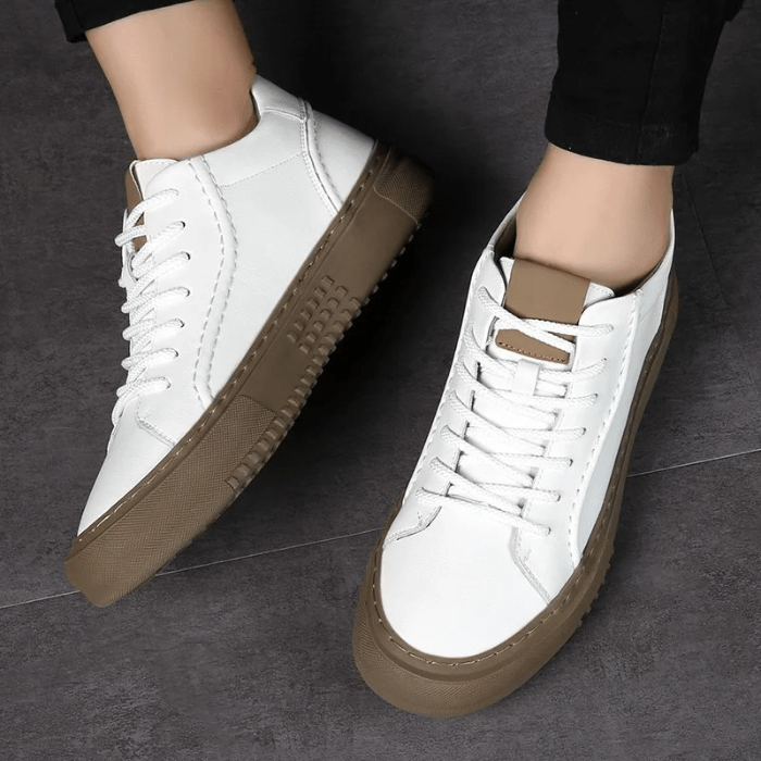 BASKETS HOMME CUIR BLANC