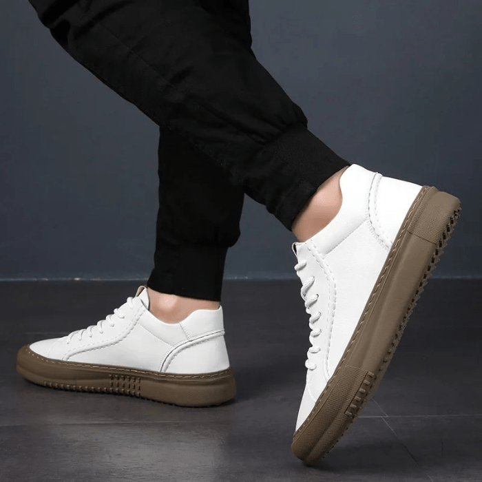 BASKETS HOMME CUIR BLANC