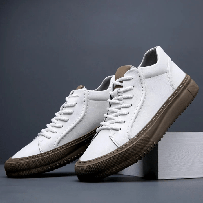 BASKETS HOMME CUIR BLANC