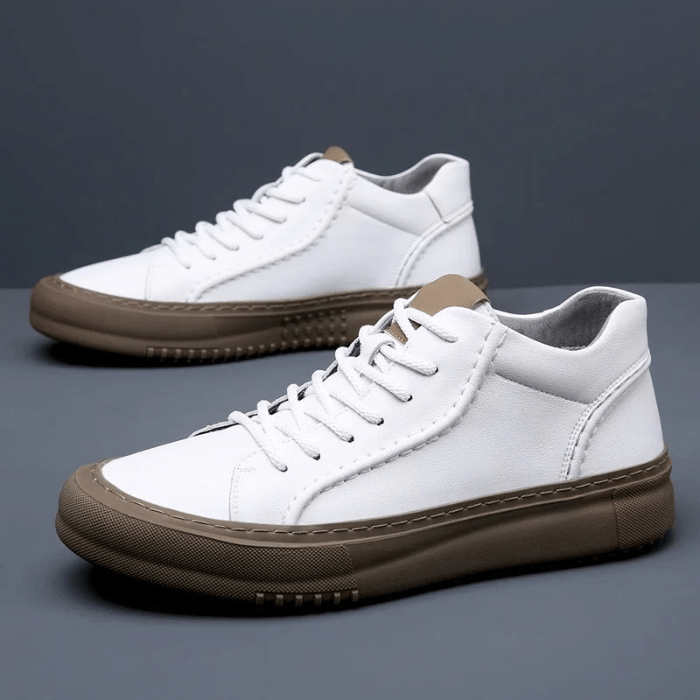 BASKETS HOMME CUIR BLANC