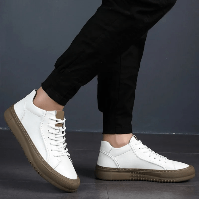 BASKETS HOMME CUIR BLANC