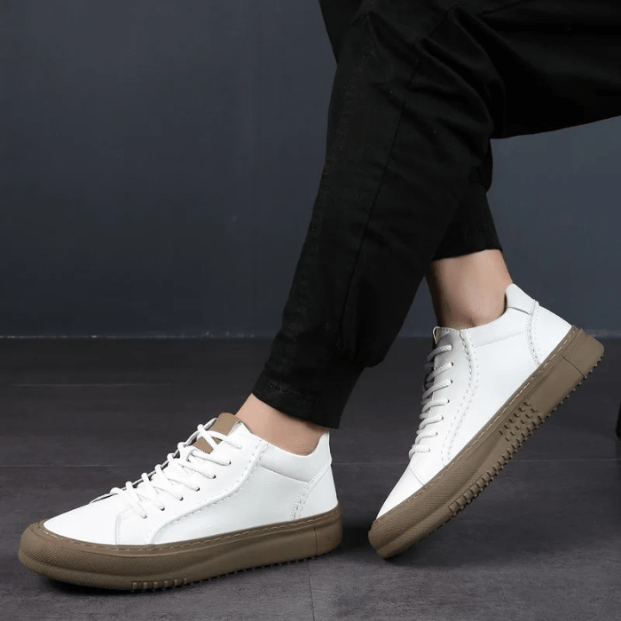 BASKETS HOMME CUIR BLANC