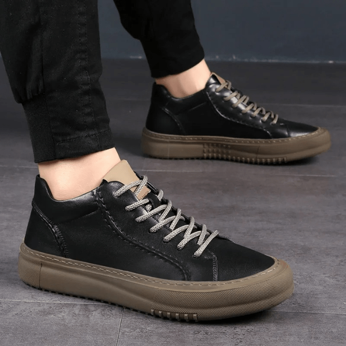 BASKETS HOMME CUIR NOIR