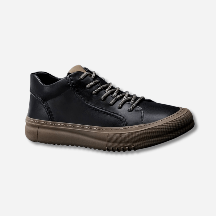 BASKETS HOMME CUIR NOIR NOIR / 38