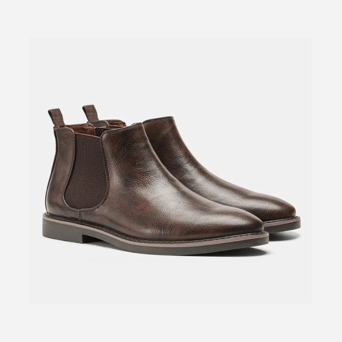 BOTTES EN CUIR CHELSEA MARRON FONCÉ / 40