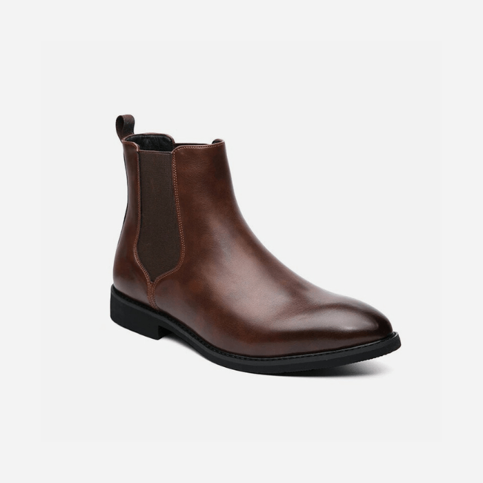 BOTTES EN CUIR CHELSEA POINTUES MARRON / 38