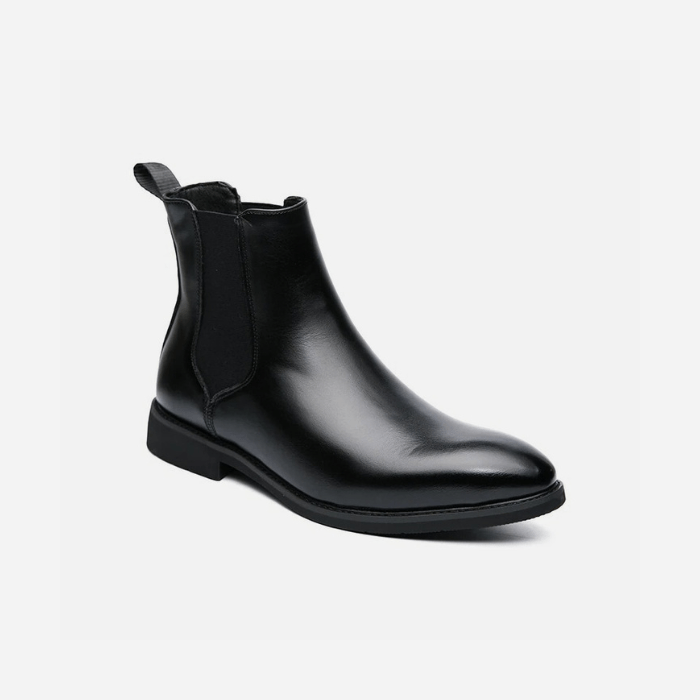 BOTTES EN CUIR CHELSEA POINTUES NOIR / 38