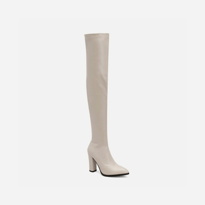 BOTTES HAUTES ELASTIQUES FEMME BEIGE / 34