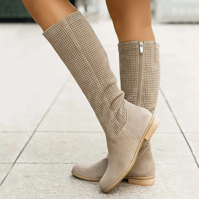 BOTTES HAUTES FEMME EN DAIM BEIGE