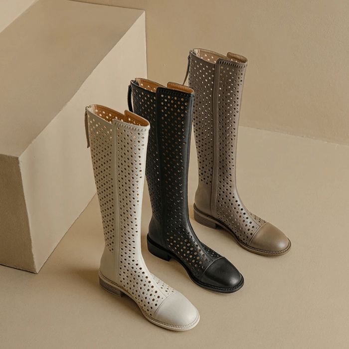 BOTTES HAUTES FEMME RESPIRANTES EN CUIR