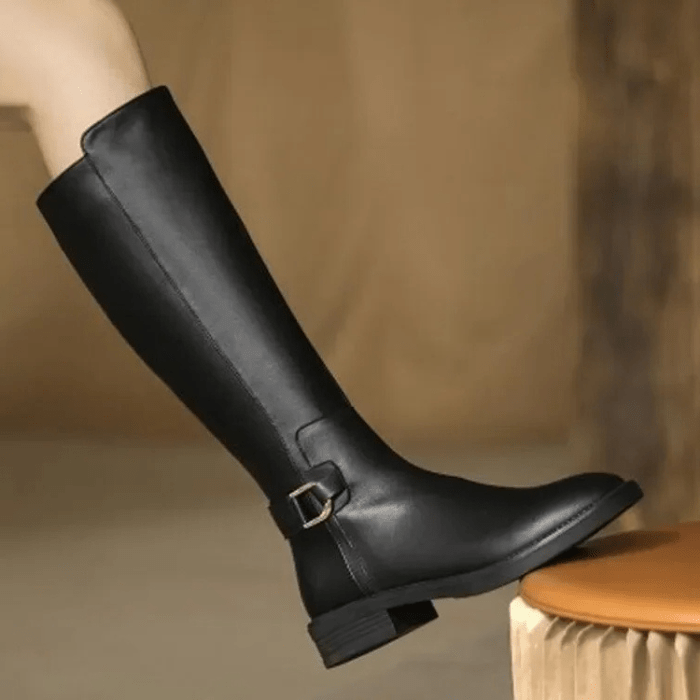 BOTTES HAUTES NOIRES FEMME EN CUIR