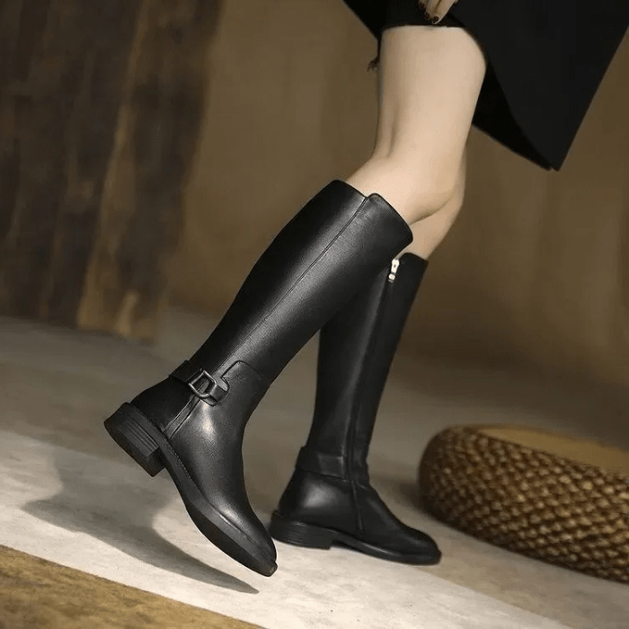 BOTTES HAUTES NOIRES FEMME EN CUIR