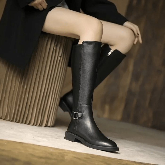 BOTTES HAUTES NOIRES FEMME EN CUIR