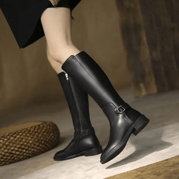 BOTTES HAUTES NOIRES FEMME EN CUIR