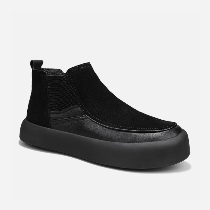 BOTTES NOIRES EN CUIR À<br>SEMELLE ÉPAISSE NOIR / 39