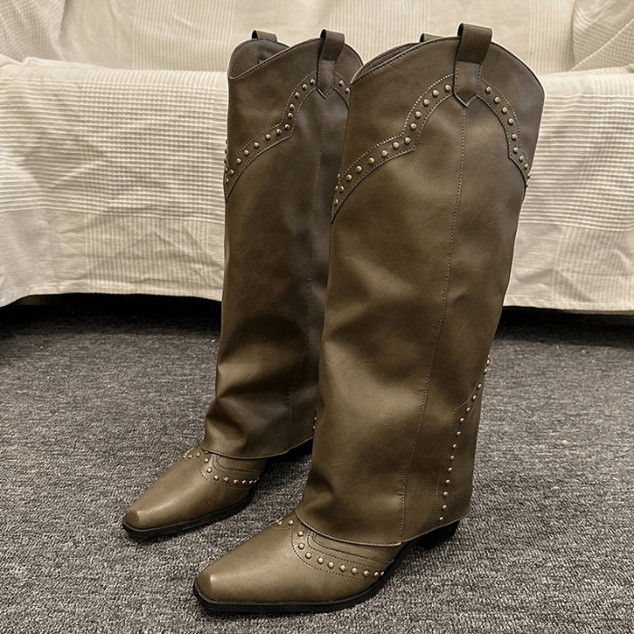 BOTTES WESTERN HAUTES FEMME VERT FONCÉ / 35