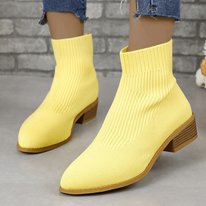 BOTTINES CHAUSSETTES À PETIT TALON JAUNE / 36