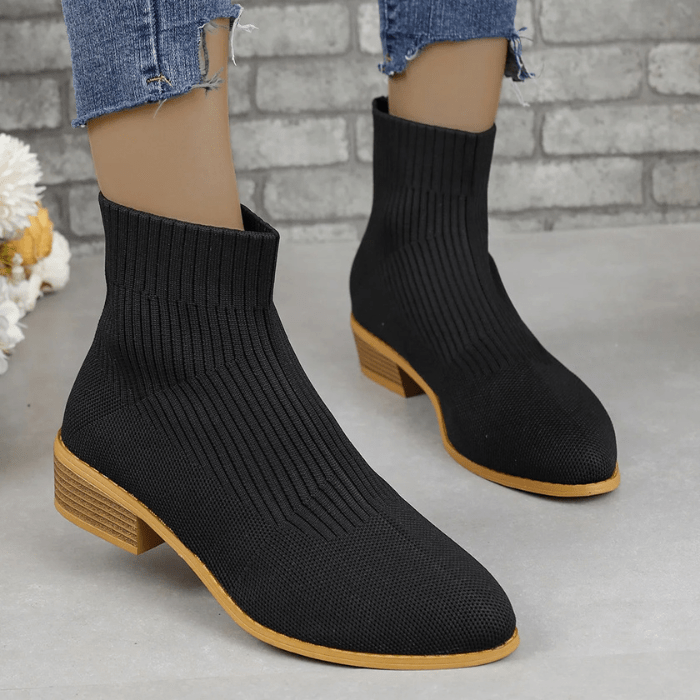 BOTTINES CHAUSSETTES À PETIT TALON NOIR / 36