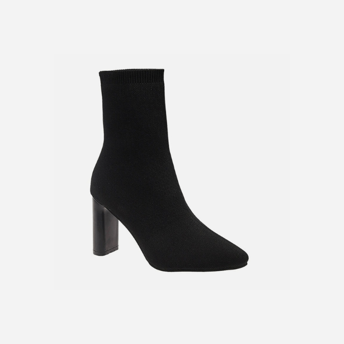 BOTTINES CHAUSSETTES À TALON NOIR / 35