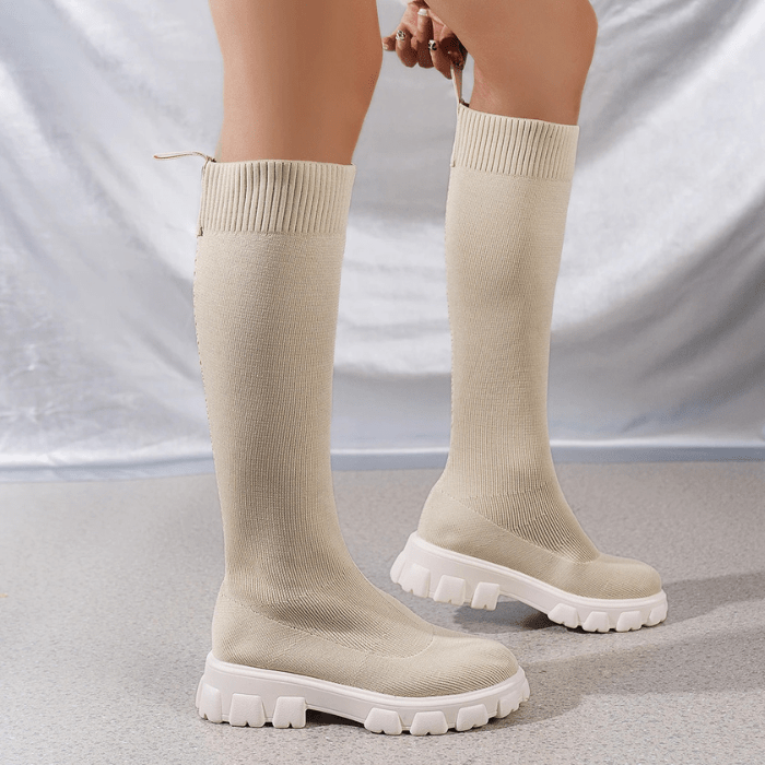 BOTTINES CHAUSSETTES HAUTES BEIGE / 36