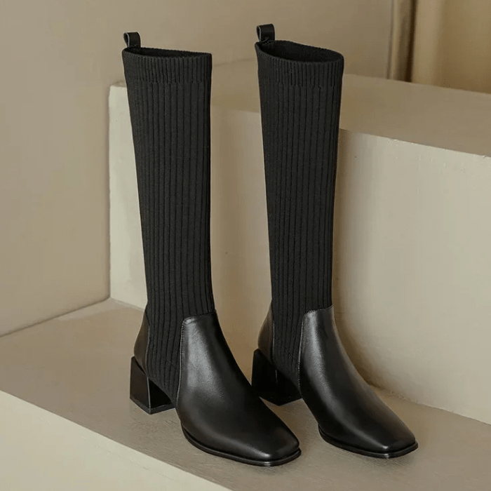 BOTTINES CHAUSSETTES MI-MOLLET NOIR / 35