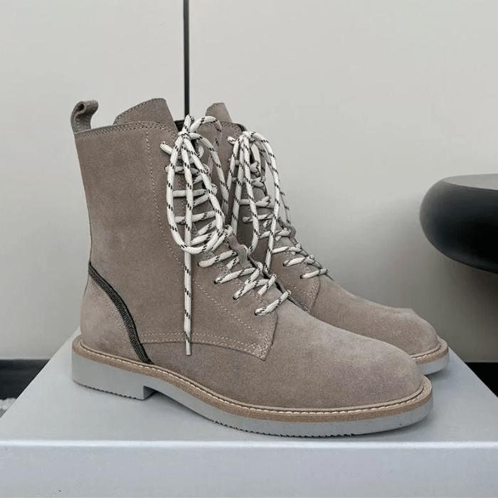 BOTTINES COURTES FEMME À LACETS KAKI / 35