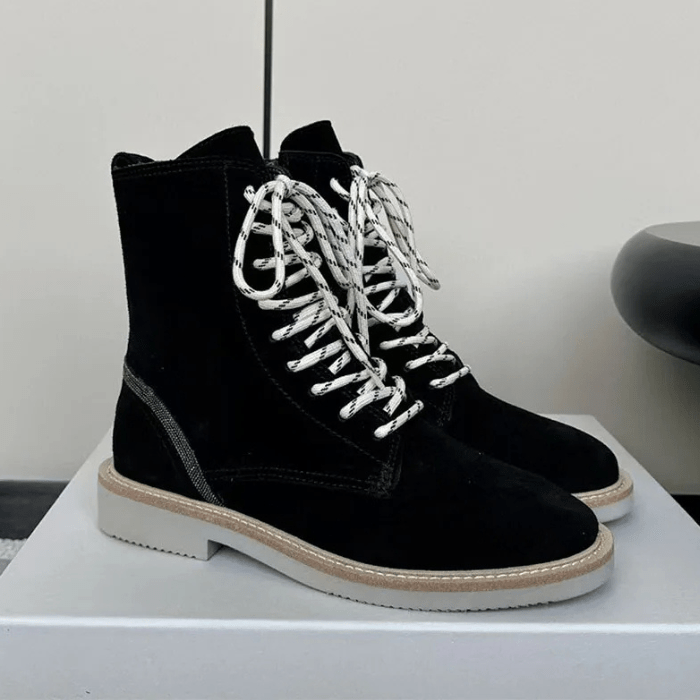 BOTTINES COURTES FEMME À LACETS NOIR / 35