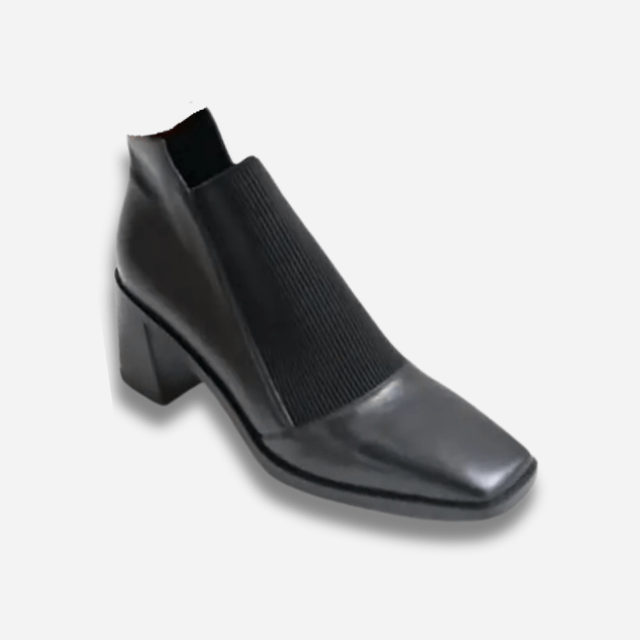 BOTTINES FEMME À TALON - EMPEIGNE ELASTIQUE NOIR / 35