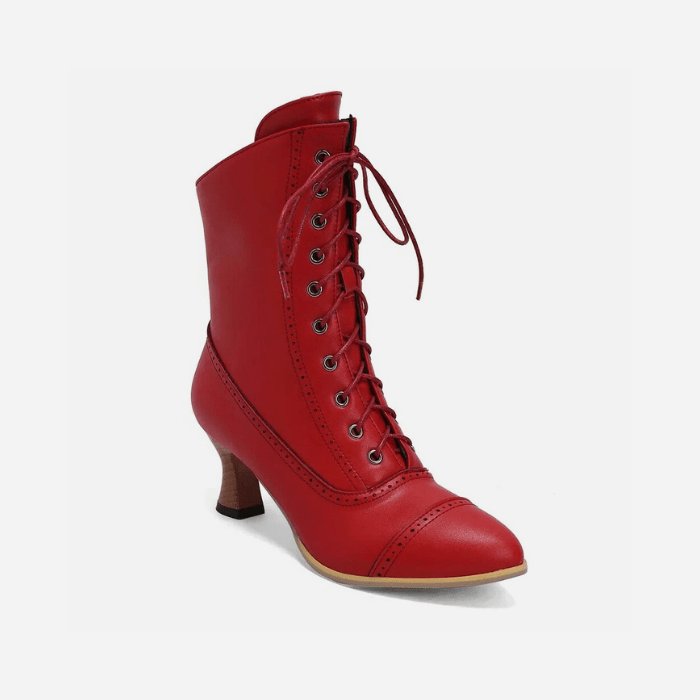 BOTTINES VINTAGE FEMME ROUGE / 34