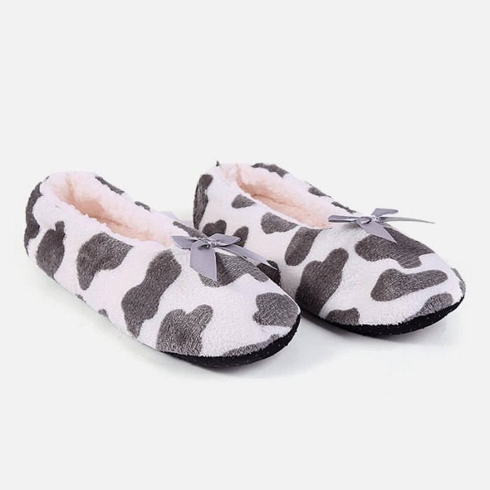 CHAUSSONS BALLERINES FEMME MOTIF FLOCONS GRIS / 36-38