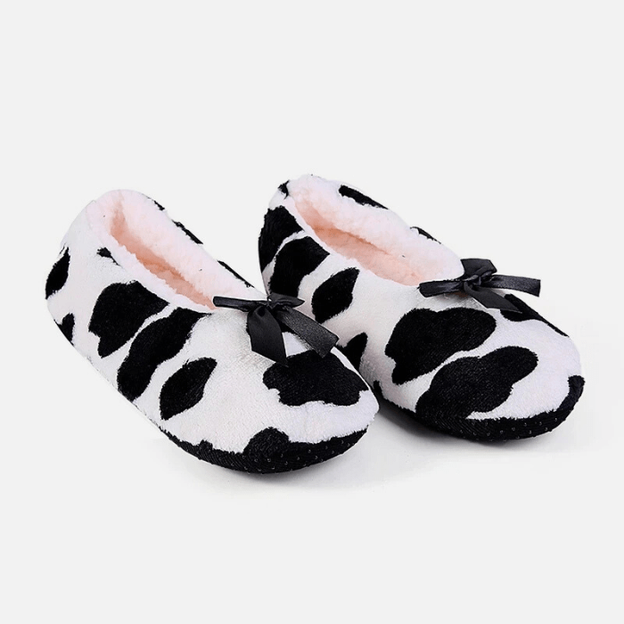 CHAUSSONS BALLERINES FEMME MOTIF FLOCONS NOIR / 36-38