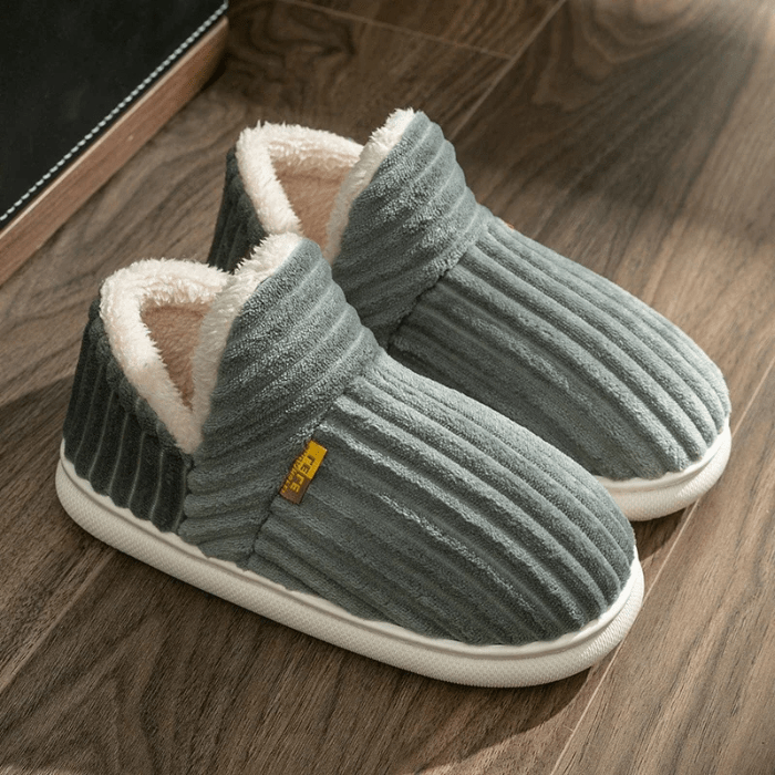 CHAUSSONS BOTTES FEMME FOURRÉS GRIS / 36-37