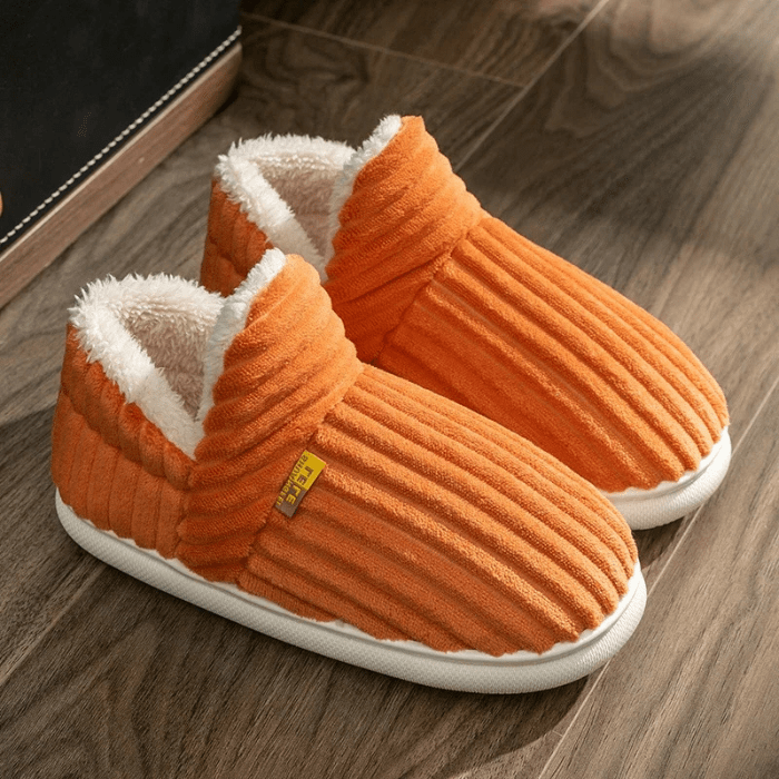 CHAUSSONS BOTTES FEMME FOURRÉS ORANGE / 36-37