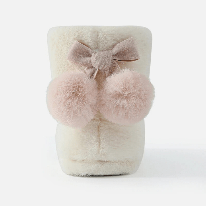 CHAUSSONS BOTTINES AVEC POMPONS À L'ARRIÈRE