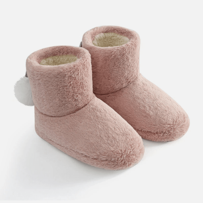 CHAUSSONS BOTTINES AVEC POMPONS À L'ARRIÈRE