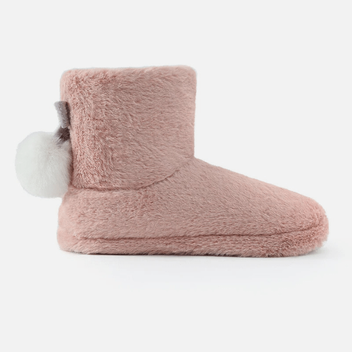 CHAUSSONS BOTTINES AVEC POMPONS À L'ARRIÈRE ROSE / 36