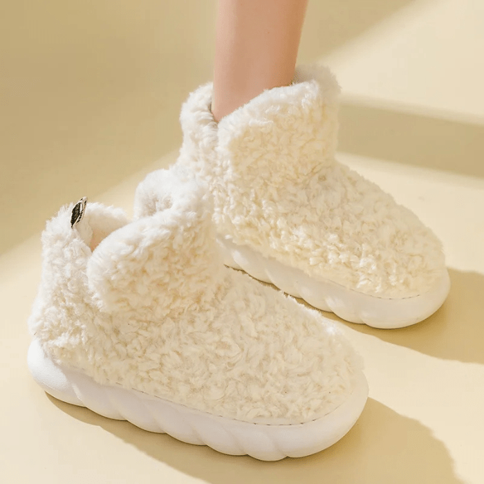 CHAUSSONS BOTTINES FEMME À SEMELLE ÉPAISSE BLANC / 40-41