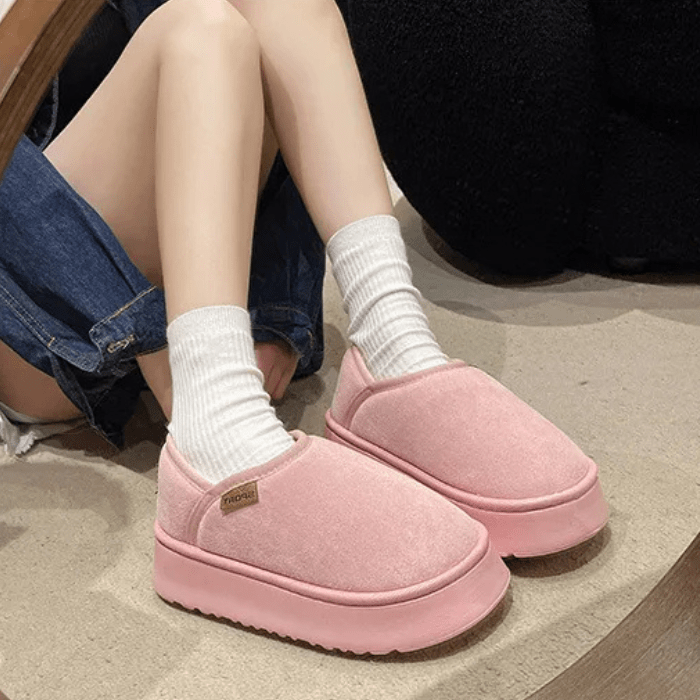 CHAUSSONS CHAUDS FEMME À SEMELLE ÉPAISSE ROSE / 36-37