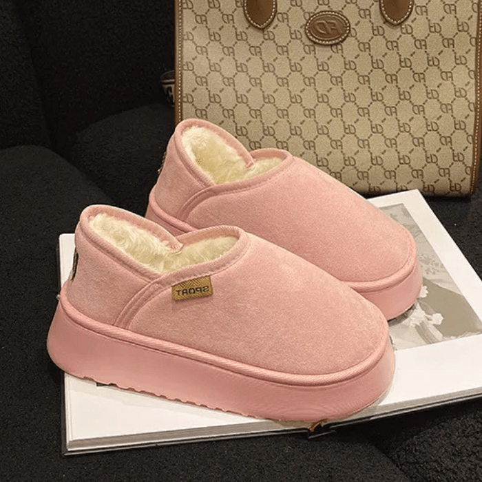 CHAUSSONS CHAUDS FEMME À SEMELLE ÉPAISSE ROSE / 36-37