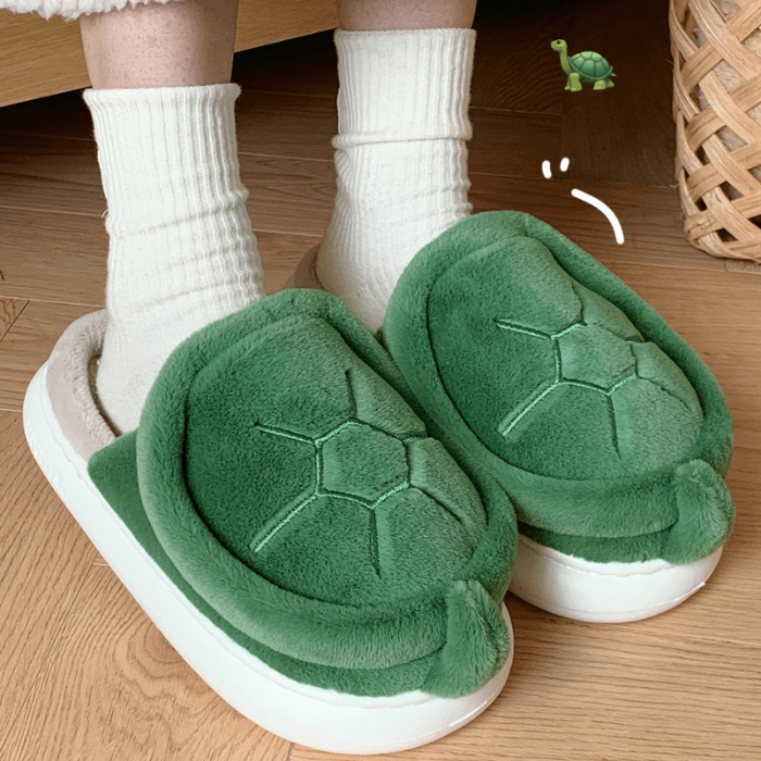 CHAUSSONS CHAUDS RIGOLOS TORTUES VERT / 36-37