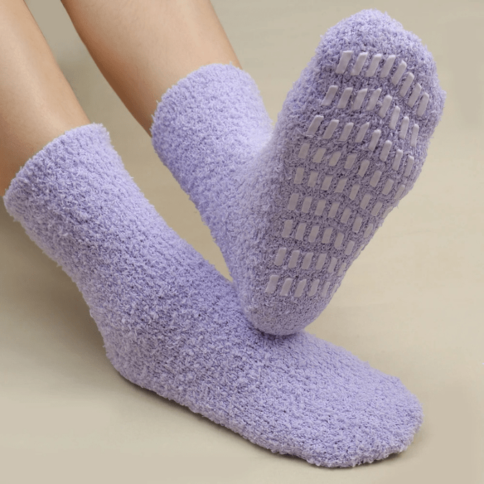 CHAUSSONS CHAUSSETTES FEMME ANTIDÉRAPANTS MAUVE