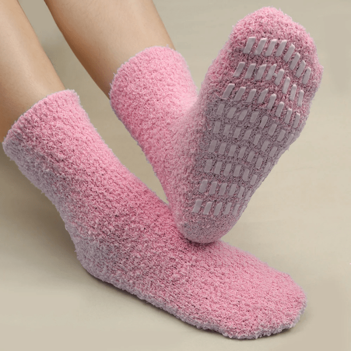 CHAUSSONS CHAUSSETTES FEMME ANTIDÉRAPANTS ROSE