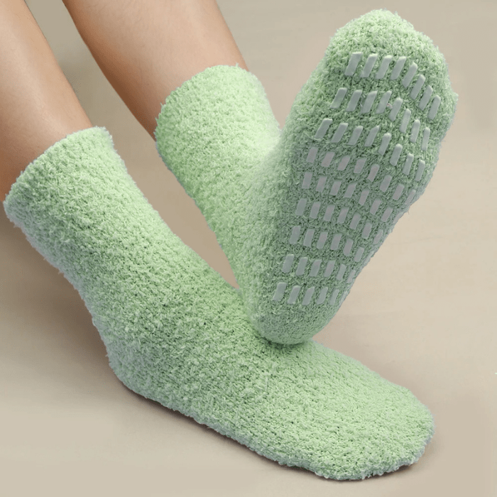 CHAUSSONS CHAUSSETTES FEMME ANTIDÉRAPANTS VERT