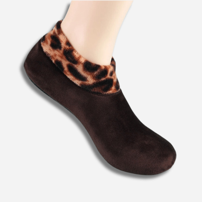 CHAUSSONS CHAUSSETTES FEMME DOUX MARRON / Standard