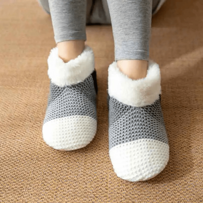 CHAUSSONS CHAUSSETTES FEMME MOELLEUX GRIS / Unique (25cm)