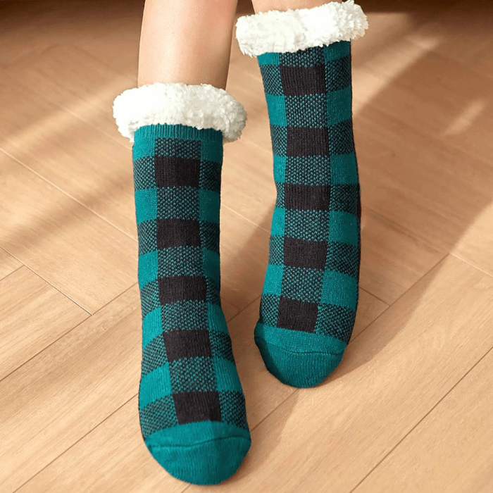 CHAUSSONS CHAUSSETTES FEMME NOËL A CARREAUX